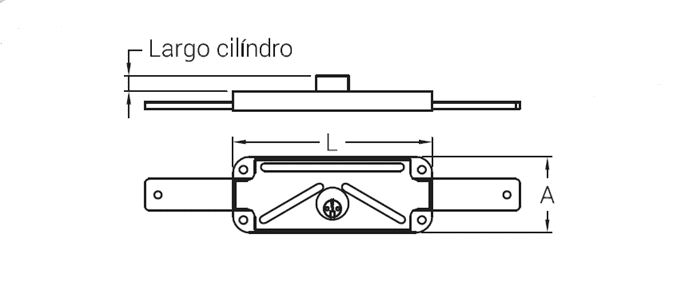 Esquema medidas cerradura para puerta enrollable zincada